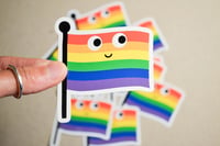 Image 1 of Pride Flag Happy Sticker