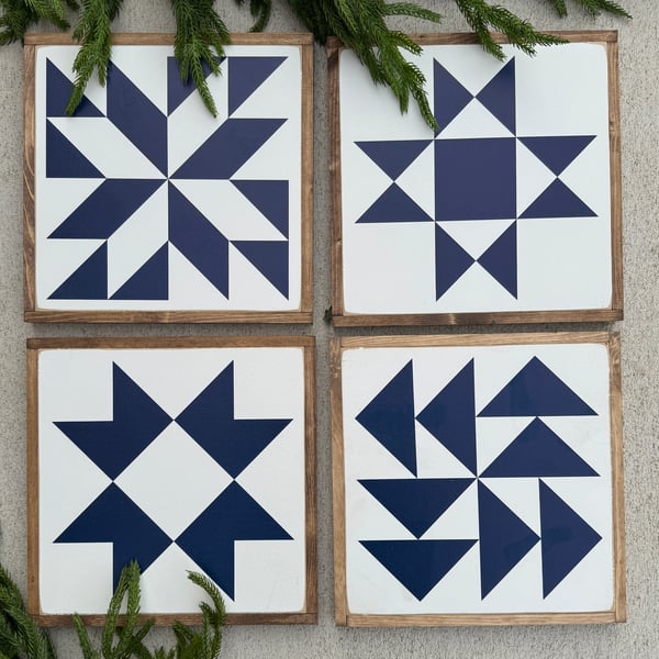 Image of 4-Set Navy - 11" Classic Barn Quilts