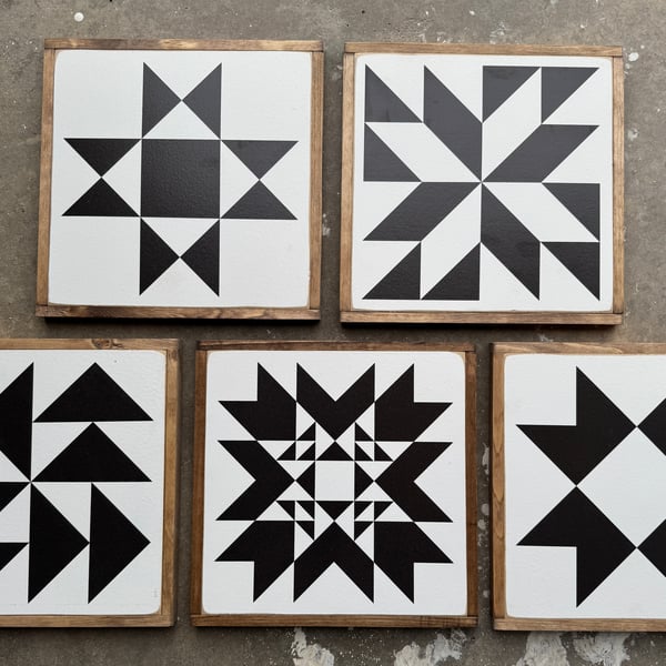 Image of 5-Set Black - 11" Classic Barn Quilts