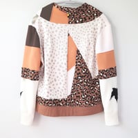 Image 7 of maple leaves fall courtneycourtney adult M medium longsleeve patchwork funnel neck sweatshirt