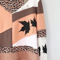 Image 2 of maple leaves fall courtneycourtney adult M medium longsleeve patchwork funnel neck sweatshirt