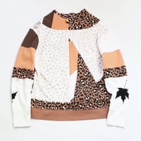 Image 4 of maple leaves fall courtneycourtney adult M medium longsleeve patchwork funnel neck sweatshirt