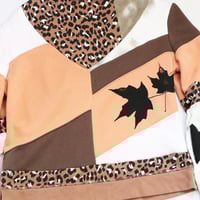 Image 5 of maple leaves fall courtneycourtney adult M medium longsleeve patchwork funnel neck sweatshirt