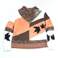 Image 3 of maple leaves fall courtneycourtney adult M medium longsleeve patchwork funnel neck sweatshirt