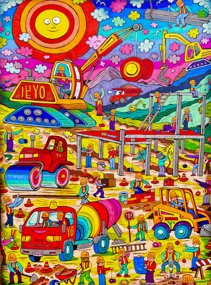 Image of YO-YO CONSTRUCTION original ink illustration 22x30