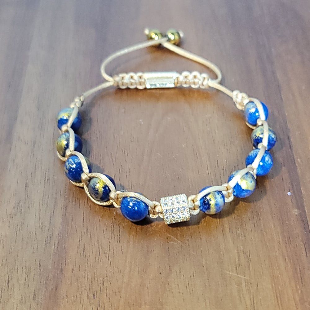 Image of Lapis Lazuli Macrame Beaded Bracelet