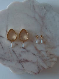 Image 1 of Fire Opal Dangles (Gold) (Hoops Optional)