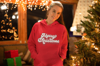 Image 2 of Retro Merry Christmas Unisex Crewneck Hoodie
