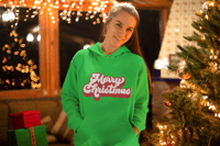 Image 3 of Retro Merry Christmas Unisex Crewneck Hoodie