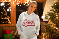 Image 5 of Retro Merry Christmas Unisex Crewneck Hoodie