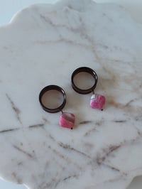 Image 1 of Pink Opal Rhombus Dangles (Black)
