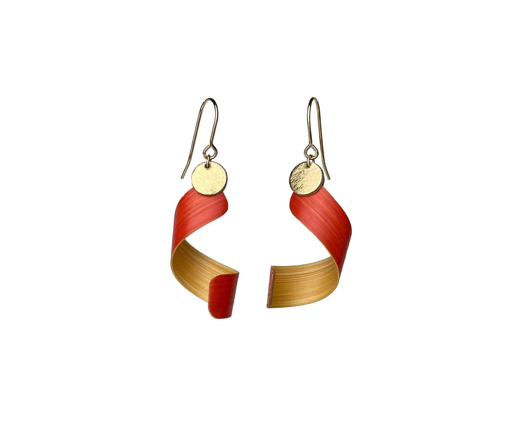 Image of Trace of Nature - Bold - Bamboo Earring (Brick Red)