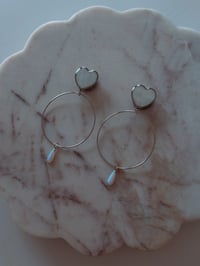 Image 8 of Pearly Heart Fire Opals (Silver or Gold) (Hoops Optional)
