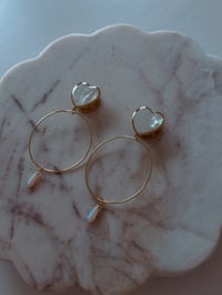 Image 5 of Pearly Heart Fire Opals (Silver or Gold) (Hoops Optional)