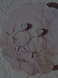 Image 4 of Pearly Heart Fire Opals (Silver or Gold) (Hoops Optional)