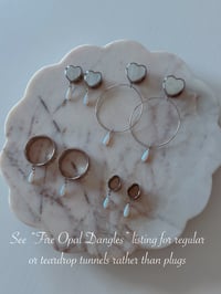 Image 7 of Pearly Heart Fire Opals (Silver or Gold) (Hoops Optional)