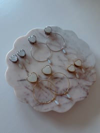 Image 3 of Pearly Heart Fire Opals (Silver or Gold) (Hoops Optional)