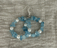 Image 1 of Aquamarine Crystal Chip Gemstone Hoop Earrings
