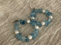 Image 2 of Aquamarine Crystal Chip Gemstone Hoop Earrings