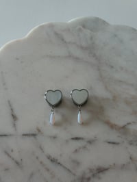 Image 9 of Pearly Heart Fire Opals (Silver or Gold) (Hoops Optional)