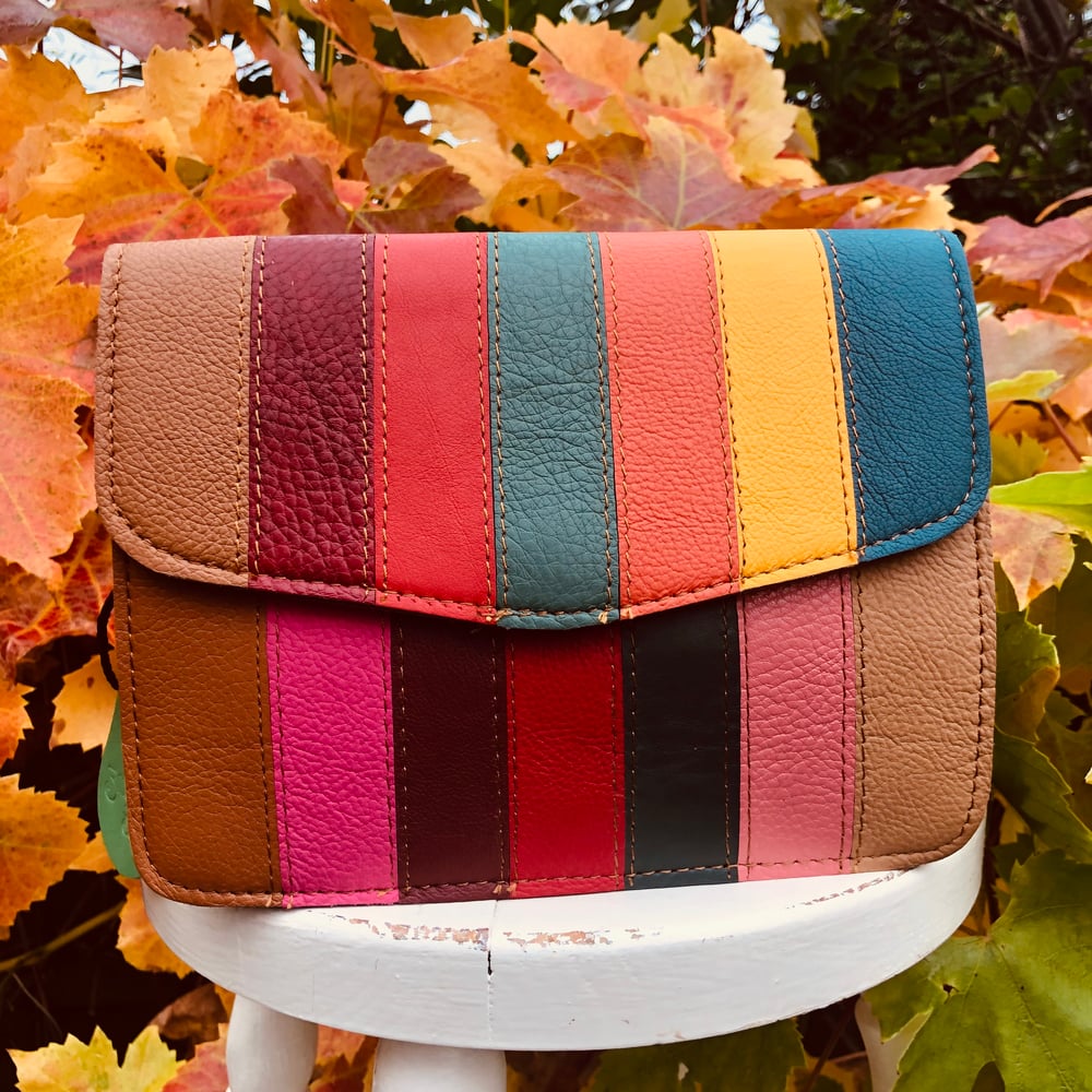 Image of Harlequin Collection - Recycled Leather Multicoloured Stripe -#33B