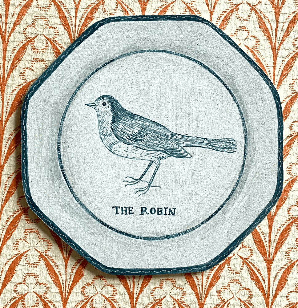 Image of Robin plate wooden cutout