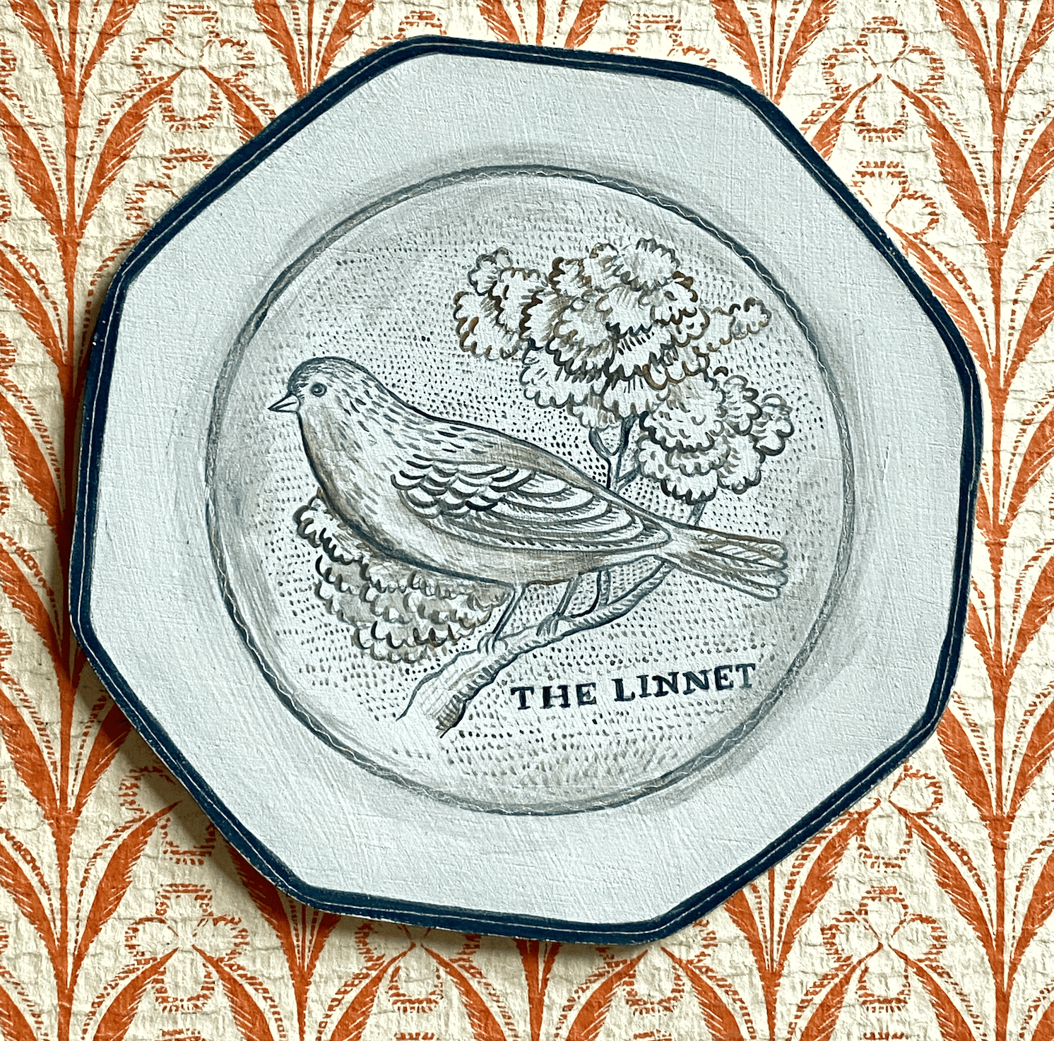 Image of Linnet plate wooden cutout