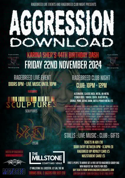 Image of AGGRESSION DOWNLOAD - KARINA'S 44TH BIRTHDAY BASH
