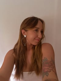 Image 6 of Pearly Heart Fire Opals (Silver or Gold) (Hoops Optional)
