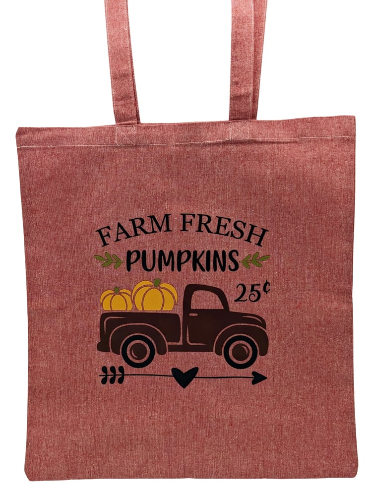 Image of Farm Fresh Pumpkins Eco-Friendly Tote Bag (dual-sided cute images)