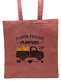 Image 1 of Farm Fresh Pumpkins Eco-Friendly Tote Bag (dual-sided cute images)
