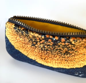 Image of Yellow lichen, velvet zipper purse