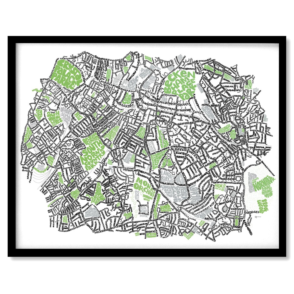Image of SE London Parks – Penge-Beckenham-Bromley-South Norwood-Woodside-Shirley-West Wickham Type Map