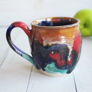 Image of Handmade Colorful Pottery Mug, 13 Ounce Handcrafted Tea or Coffee Cup, Made in USA