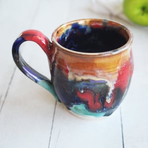 Image of Handmade Colorful Pottery Mug, 13 Ounce Handcrafted Tea or Coffee Cup, Made in USA