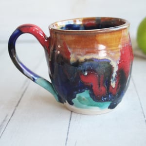 Image of Handmade Colorful Pottery Mug, 13 Ounce Handcrafted Tea or Coffee Cup, Made in USA