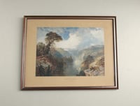 Image 1 of Nature's Realm by E. J. Niemann (b 1813) Antique Art Print, Mountain Wilderness Landscape, Framed 