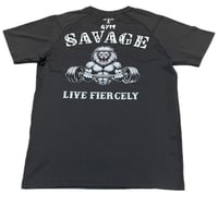Image 1 of Grey Iconic Fit  Gym SAVAGE dri fit compression workout  shirt