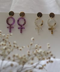 Image 1 of venus symbol glitter earrings