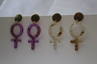 Image 2 of venus symbol glitter earrings