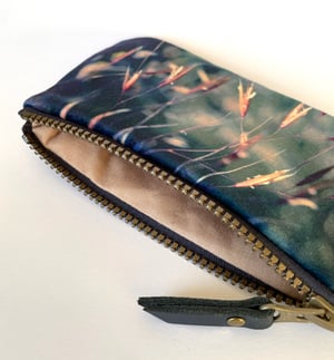 Image of Golden seedheads, velvet zipper purse