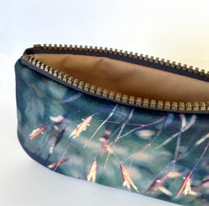 Image of Golden seedheads, velvet zipper purse