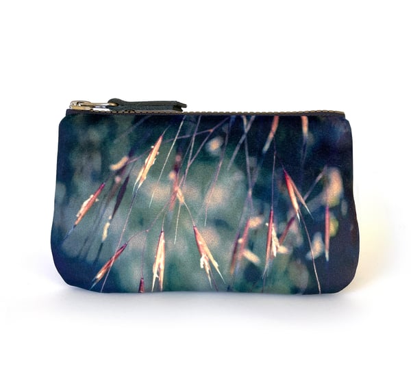 Image of Golden seedheads, velvet zipper purse