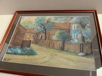 Image 3 of Vintage 1940s Watercolour Painting, East Yorkshire? Country House and Stable by Billy Wilson, Framed