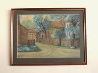 Image 1 of Vintage 1940s Watercolour Painting, East Yorkshire? Country House and Stable by Billy Wilson, Framed