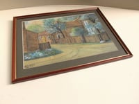 Image 2 of Vintage 1940s Watercolour Painting, East Yorkshire? Country House and Stable by Billy Wilson, Framed