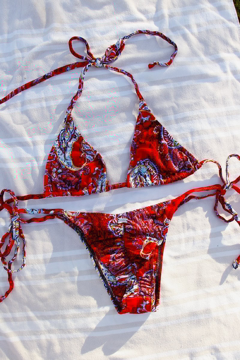 Red Paisley Bikini Set L Sydney Mary
