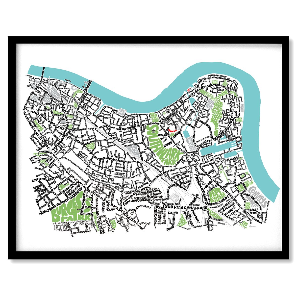 Image of Bermondsey, Rotherhithe & Surrey Quays Type Map