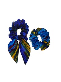 Image 1 of Blue Tie Dye Hair Scrunchie Set