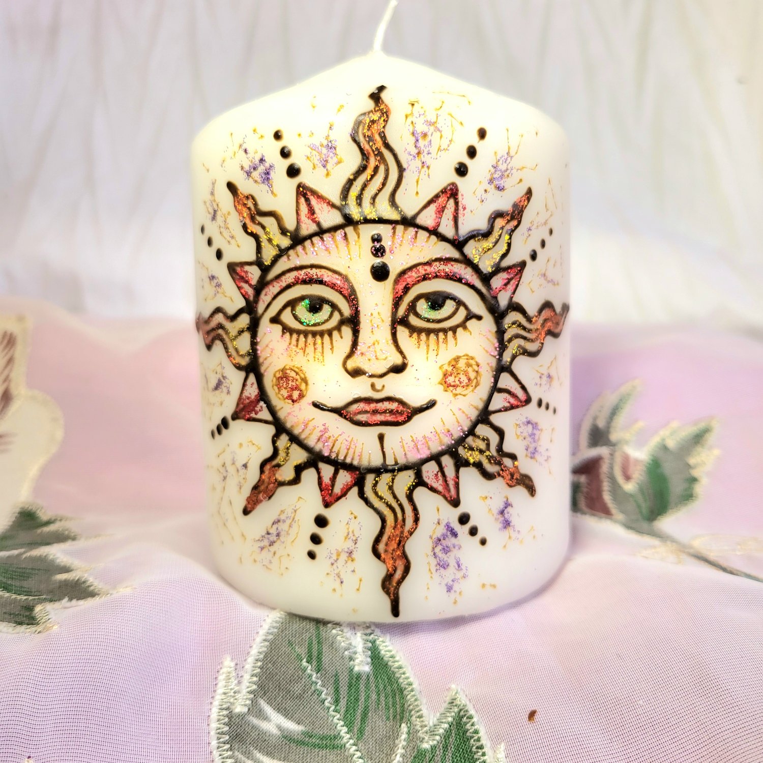 Image of 3 x 4 Celestial Sun Henna Pillar Candle